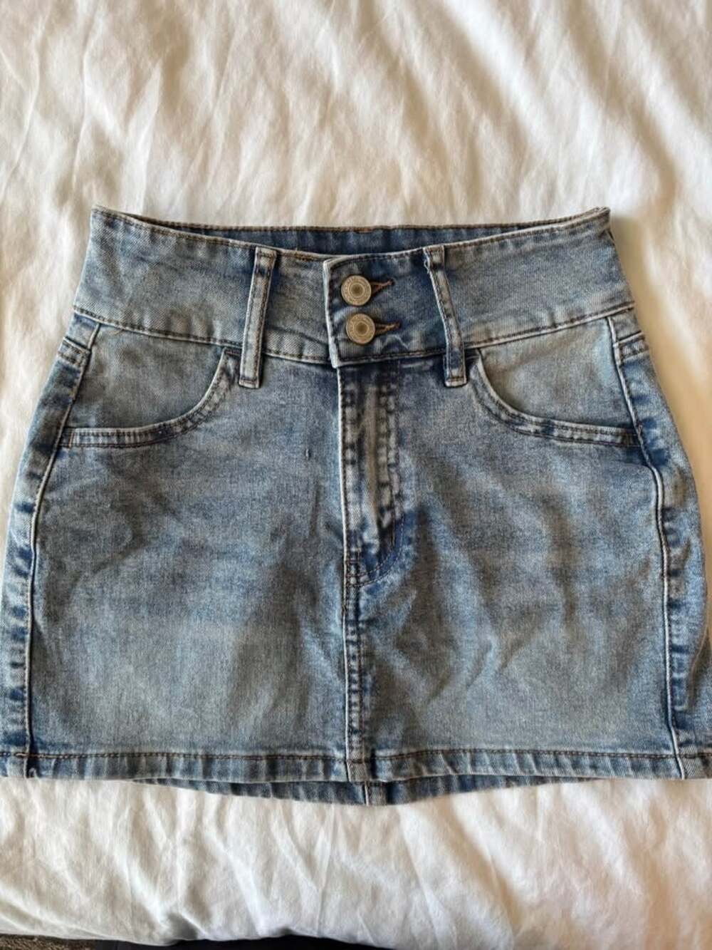 Project Rebel Denim Mini Skirt High Rise Double Button Size XS